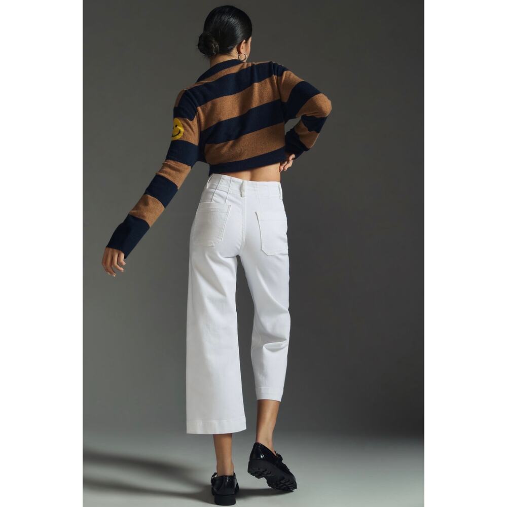 Pilcro Anthropologie The Skipper White Wide Leg Cropped Jeans Size 31 - Picture 3 of 15